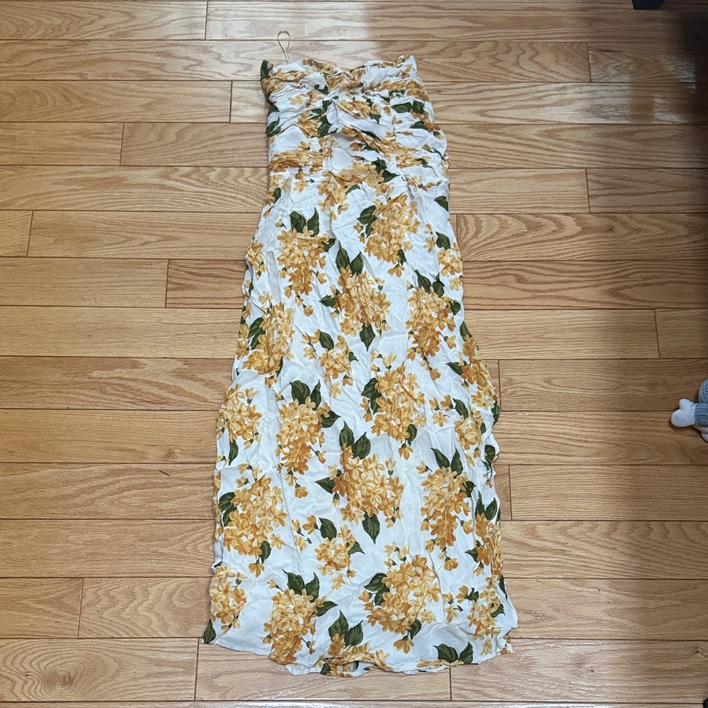 Reformation Floral Maxi Dress with Yellow and Green Pattern